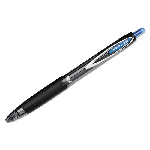 Uni-Ball Signo 207 Needle Point Retractable Gel Pen, 0.7mm, Blue Ink, Black Barrel, Dozen