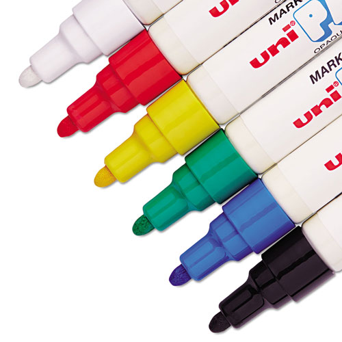 uni®-Paint Permanent Marker, Medium Bullet Tip, Assorted Colors, 6/Set