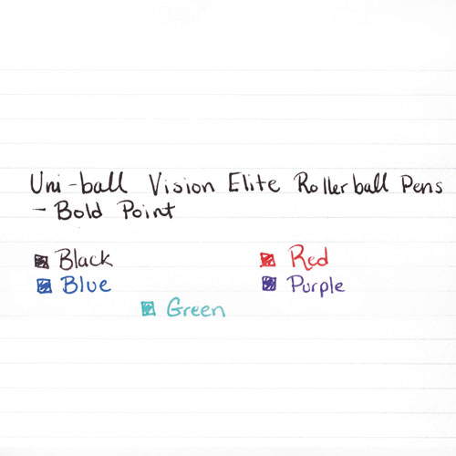 Uni-Ball VISION ELITE Stick Roller Ball Pen, Bold 0.8mm, Purple Ink, White/Purple Barrel