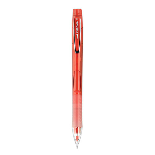 Uni-Ball Chroma Mechanical Pencil, 0.7 mm, HB (#2), Black Lead, Red Barrel, Dozen