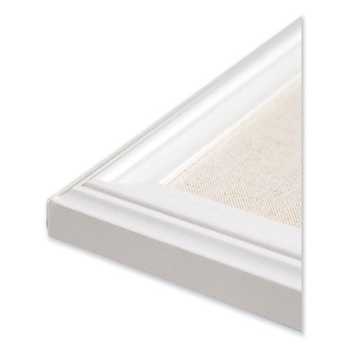 U Brands Linen Bulletin Board with Decor Frame, 30 x 20, Natural Surface/White Frame