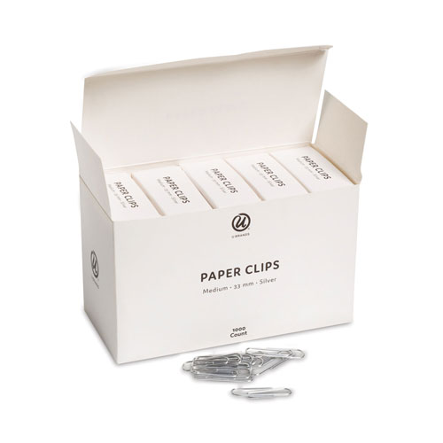 U Brands Paper Clips, Medium, Silver, 1,000/Pack