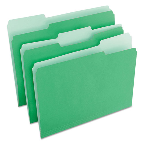 Universal Deluxe Colored Top Tab File Folders, 1/3-Cut Tabs: Assorted, Letter Size, Green/Light Green, 100/Box