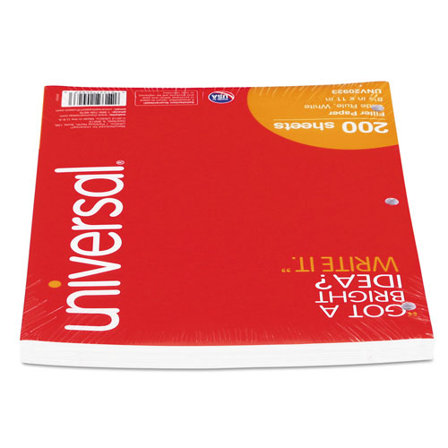 Universal Filler Paper, 3-Hole, 8.5 x 11, Wide/Legal Rule, 200/Pack