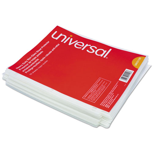 Universal Top-Load Poly Sheet Protectors, Heavy Gauge, Nonglare, Clear 50/Pack