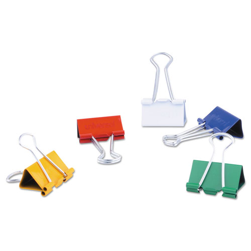 Universal Binder Clips with Storage Tub, Medium, Assorted Colors, 24/Pack
