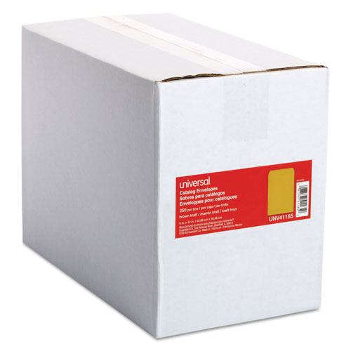 Universal Catalog Envelope, 28 lb Bond Weight Kraft, #10 1/2, Square Flap, Gummed Closure, 9 x 12, Brown Kraft, 250/Box