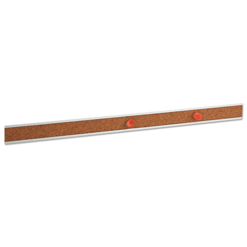 Universal Cork Bulletin Bar, 18 x 1, Brown Surface, Silver Aluminum Frame