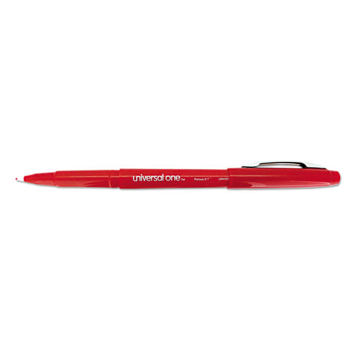 Universal Porous Point Pen, Stick, Medium 0.7 mm, Red Ink, Red Barrel, Dozen