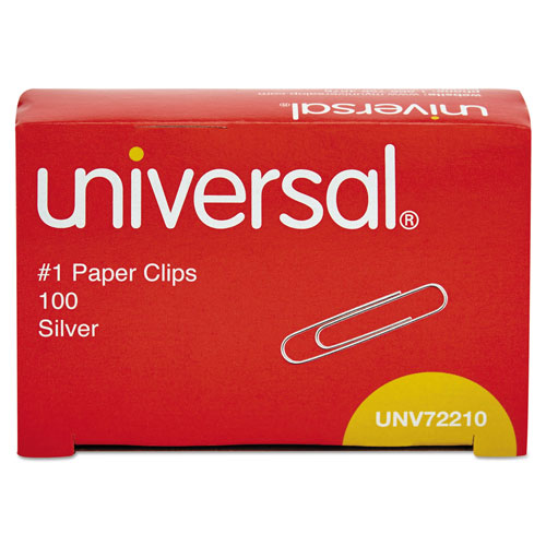 Universal Paper Clips, #1, Smooth, Silver, 100 Clips/Box, 10 Boxes/Pack