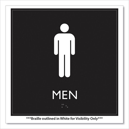 Headline® Sign ADA Sign, Men, Plastic, 8 x 8, Clear/White