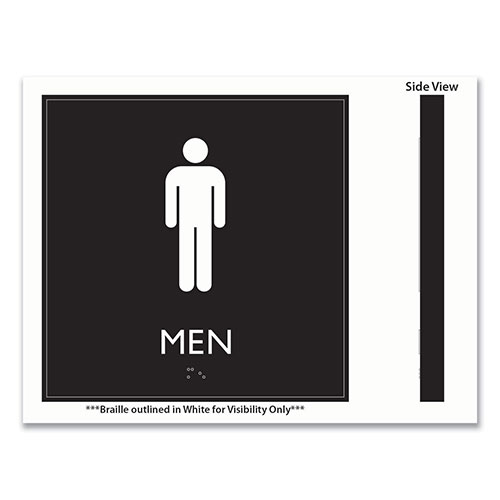 Headline® Sign ADA Sign, Men, Plastic, 8 x 8, Clear/White