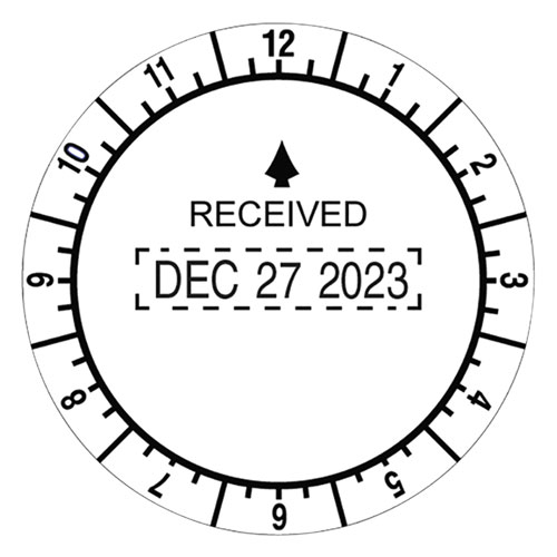 U.S. Stamp & Sign Trodat Round Stamp, Time and Date Received, Conventional, Two-Inch Diameter