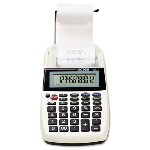 Victor 1205-4 Palm/Desktop One-Color Printing Calculator, Black Print, 2 Lines/Sec