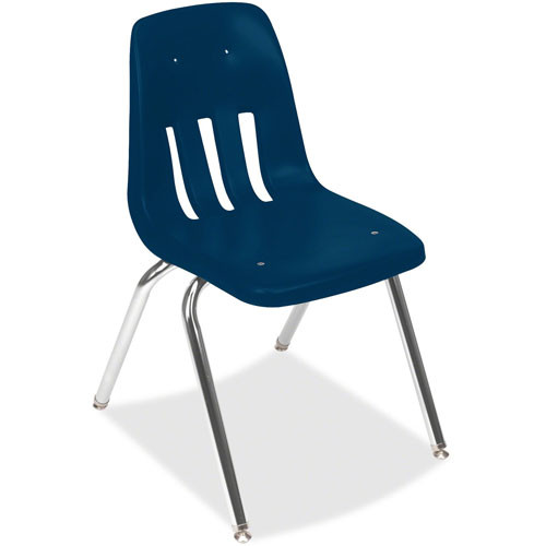 Virco 9000 Series Classroom Chair, 18" Seat Height, Navy/Chrome, 4/Carton