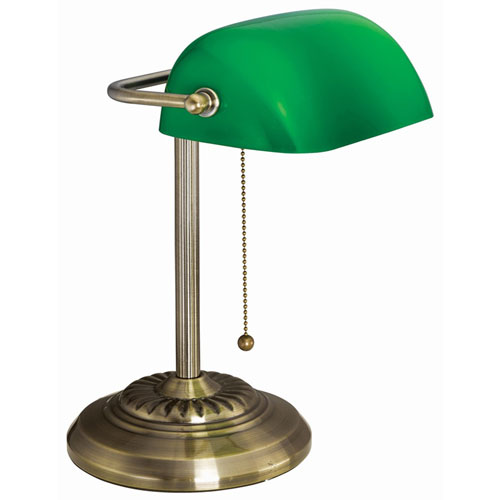 Victory Light Banker's Brass Desk Lamp - 10 W LED Bulb