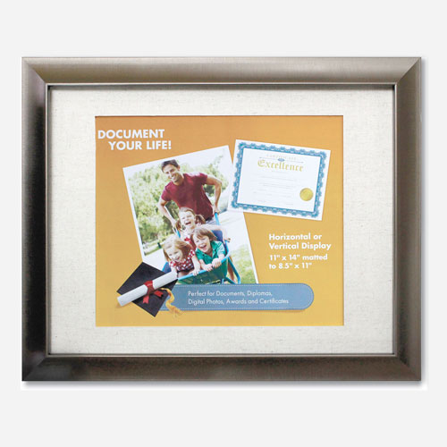 Victory Light Document and Photo Frame with Linen Mat, Plastic, 8.5 x 11 Insert, Bronze