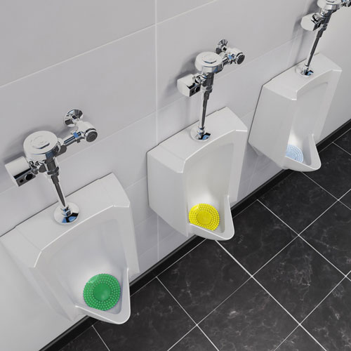 Vectair Systems P-Screen 60 Day Urinal Screen - Lasts upto 60 Days - Anti-bacterial, Recyclable, Splash Resistant - 6 / Carton - Yellow
