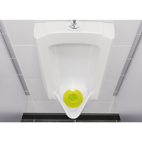 Vectair Systems P-Screen 60 Day Urinal Screen - Lasts upto 60 Days - Anti-bacterial, Recyclable, Splash Resistant - 6 / Carton - Yellow