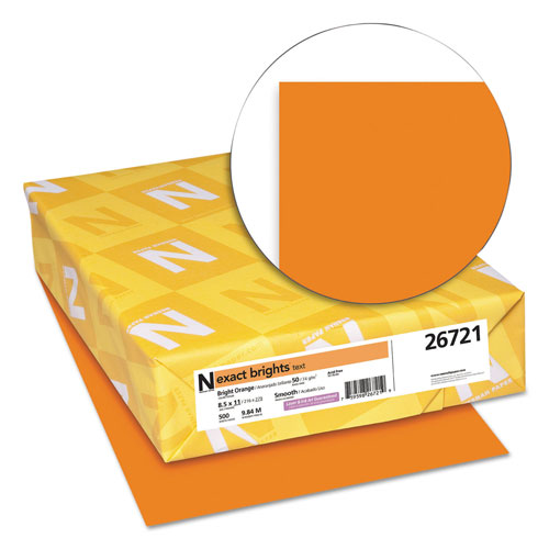 Neenah Paper Exact Brights Paper, 20lb, 8.5 x 11, Bright Orange, 500/Ream