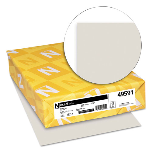 Neenah Paper Exact Index Card Stock, 110lb, 8.5 x 11, Gray, 250/Pack