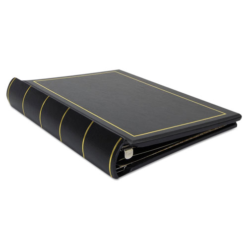 Wilson Jones Looseleaf Minute Book, Black Leather-Like Cover, 250 Unruled Pages, 8 1/2 x 11