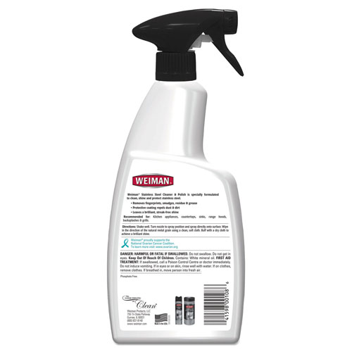 Weiman Products Stainless Steel Cleaner and Polish, Floral Scent, 22 oz Trigger Spray Bottle