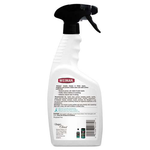 Weiman Products Granite Cleaner and Polish, Citrus Scent, 24 oz Spray Bottle