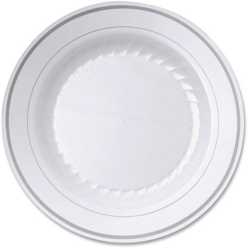 Comet Masterpiece Round Plate, 9" Diameter Plate, Plastic, Disposable, White, 120 Piece(s)/Carton