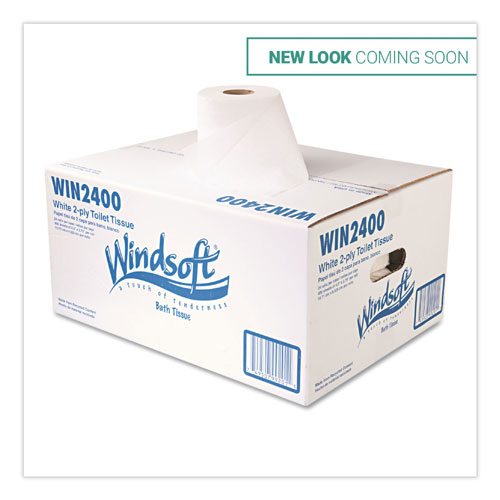 Windsoft Bath Tissue, Septic Safe, 2-Ply, White, 4 x 3.75, 400 Sheets/Roll, 24 Rolls/Carton