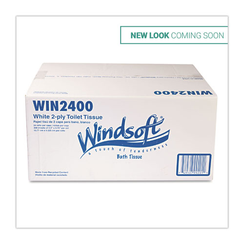 Windsoft Bath Tissue, Septic Safe, 2-Ply, White, 4 x 3.75, 400 Sheets/Roll, 24 Rolls/Carton