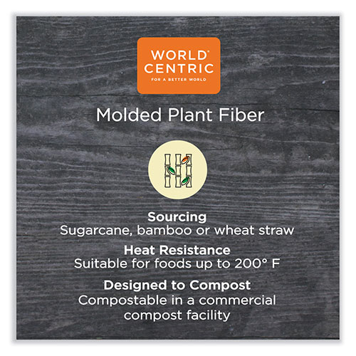 World Centric Fiber Hinged Containers, 2-Compartment, 8.8 x 8.2 x 2.9, Natural, Paper, 300/Carton