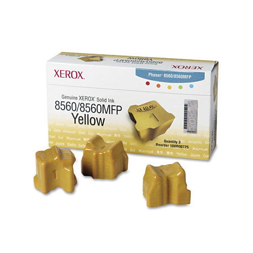 Xerox 108R00725 Solid Ink Stick, 3400 Page-Yield, Yellow, 3/Box