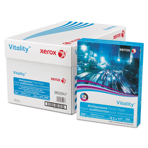 Xerox Vitality Multipurpose Print Paper, 92 Bright, 20lb, 8.5 x 11, White, 500 Sheets/Ream, 10 Reams/Carton, 40 Cartons/Pallet