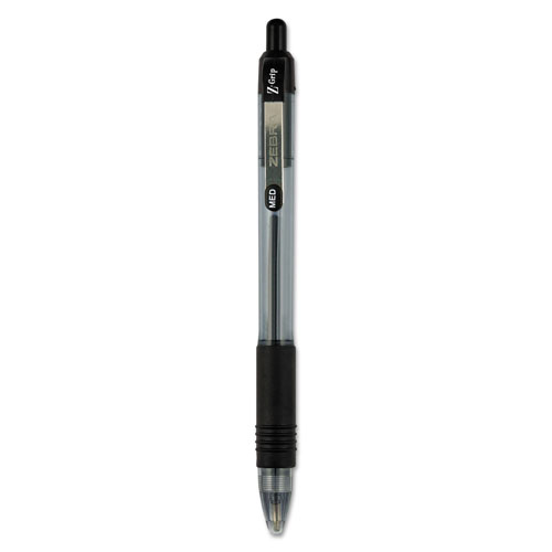 Zebra Pen Z-Grip Retractable Ballpoint Pen, Medium 1mm, Black Ink, Clear Barrel, 24/Pack