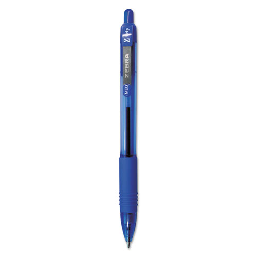 Zebra Pen Z-Grip Retractable Ballpoint Pen, Medium 1mm, Blue Ink, Clear Barrel, Dozen