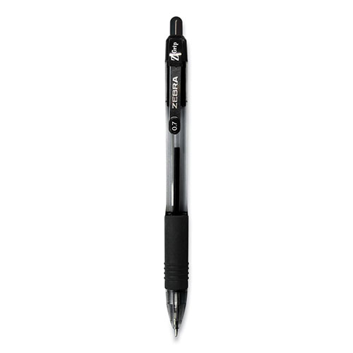 Zebra Pen Z-Grip Retractable Ballpoint Pen, Medium 0.7 mm, Black Ink, Black Tinted Barrel, Dozen