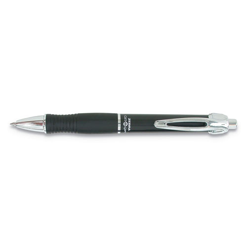 Zebra Pen GR8 Retractable Gel Pen, Medium 0.7mm, Black Ink, Black/Silver Barrel, Dozen