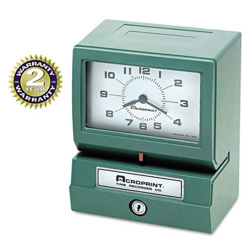 Acroprint Time Recorder Model 150 Analog Automatic Print Time Clock with Month/Date/1-12 Hours/Minutes