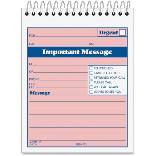 Adam While You Were Out Phone Message Book, 50 Sets, 4"x5 1/2"