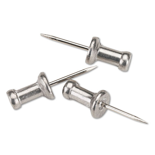 Advantus Aluminum Head Push Pins, Aluminum, Silver, 1/2", 100/Box