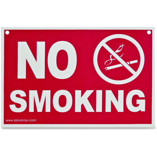 Advantus Economy No Smoking Wall Sign, 8 x 12, Red/White