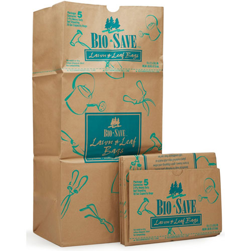 AJM Packaging Bio-Save 30-gallon Lawn & Leaf Bags - 30 gal - 16" x 12", Brown - Kraft - 50/Carton - Waste Disposal