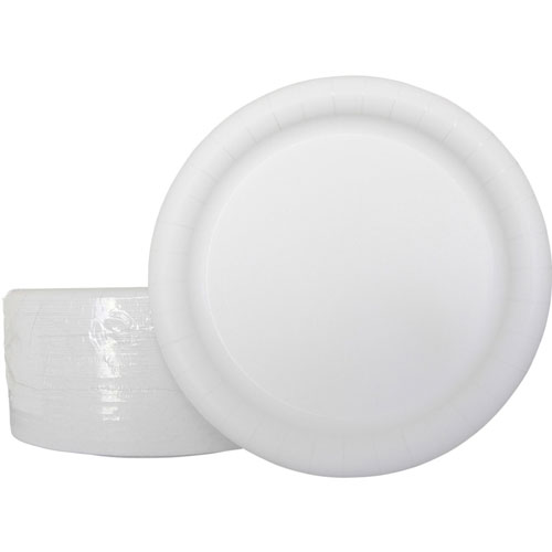 AJM Packaging Coated Paper Dinnerware Plates, 9" Diameter Plate, Paper Plate, Disposable, White, 125 Piece(s)/Pack
