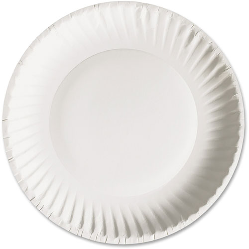 AJM Packaging Disposable 9" Paper Plates, White, Case of 1,200