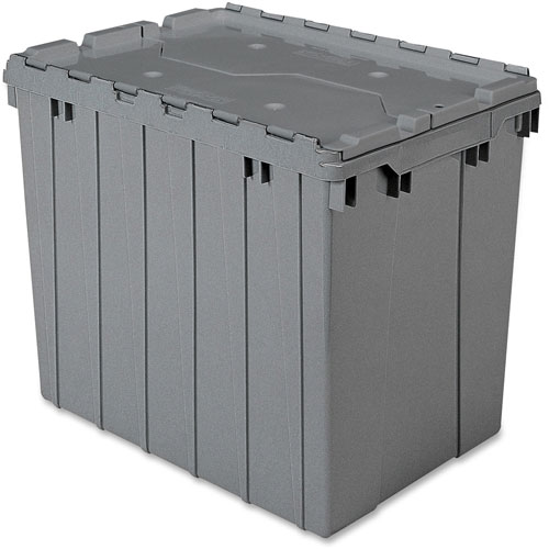 Akro-Mills Attached Lid Container, 17 Gal, Gray