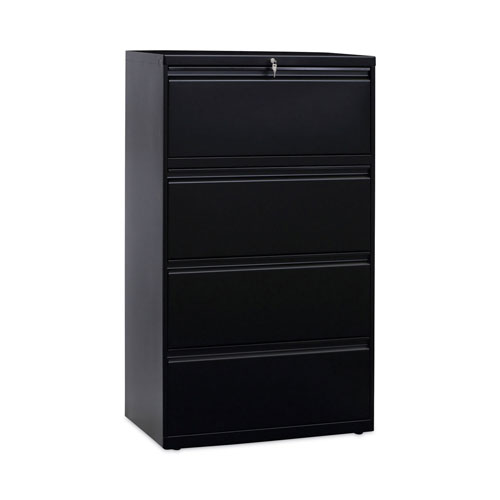 Alera Lateral File, 4 Legal/Letter-Size File Drawers, Black, 30" x 18" x 52.5"
