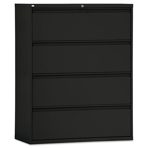 Alera Lateral File, 4 Legal/Letter-Size File Drawers, Black, 42" x 18" x 52.5"