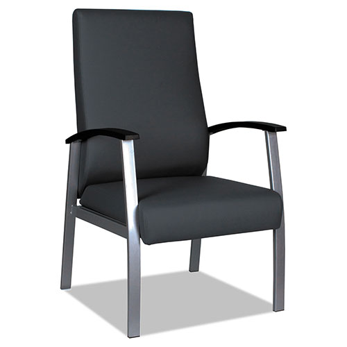 Alera metaLounge Series High-Back Guest Chair, 24.6'' x 26.96'' x 42.91'', Black Seat/Black Back, Silver Base