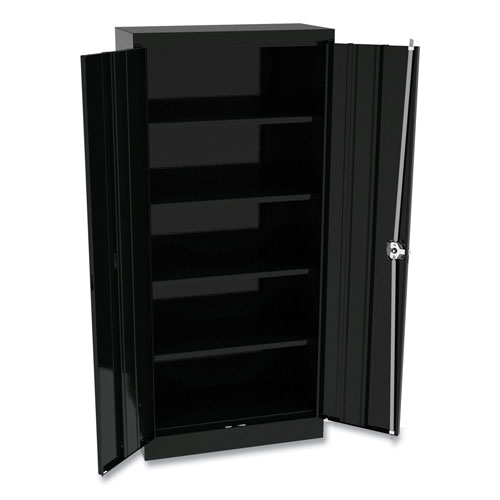 Alera Space Saver Storage Cabinet, Four Fixed Shelves, 30w x 15d x 66h, Black